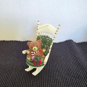 Teddy Bear Rocking Chair Christmas Ornament Holiday Decoration Gift Present